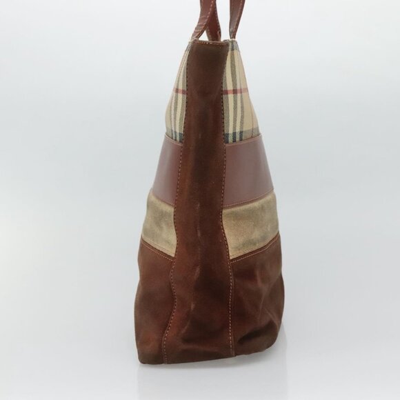 BURBERRY Nova Check Tote Bag PVC Beige Brown Auth 114787 - Picture 4 of 16
